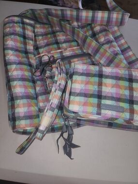 Vera Bradley Pastel Plaid Crossbody Bag with Wristlet